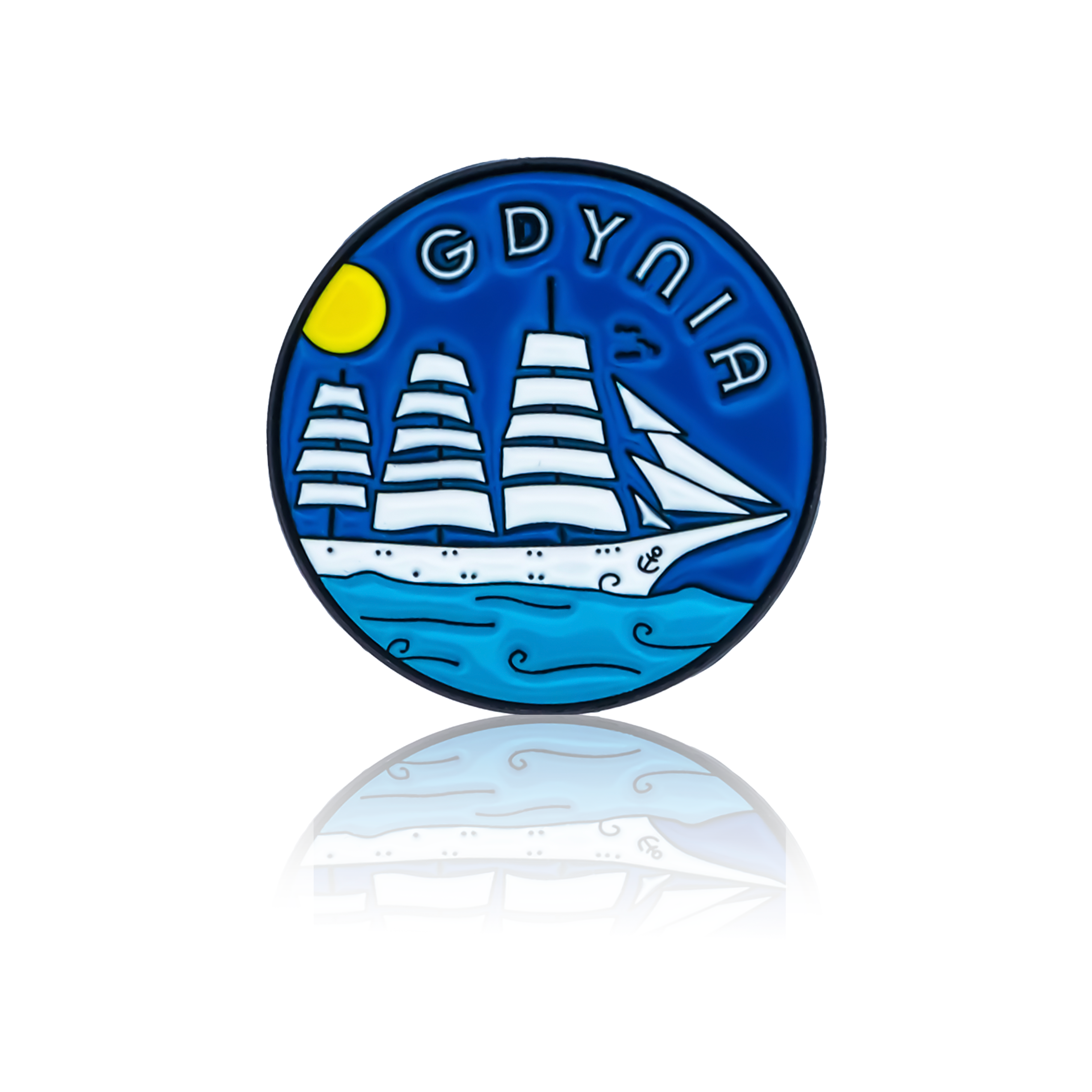 Przypinka emaliowana, wzór Gdynia.