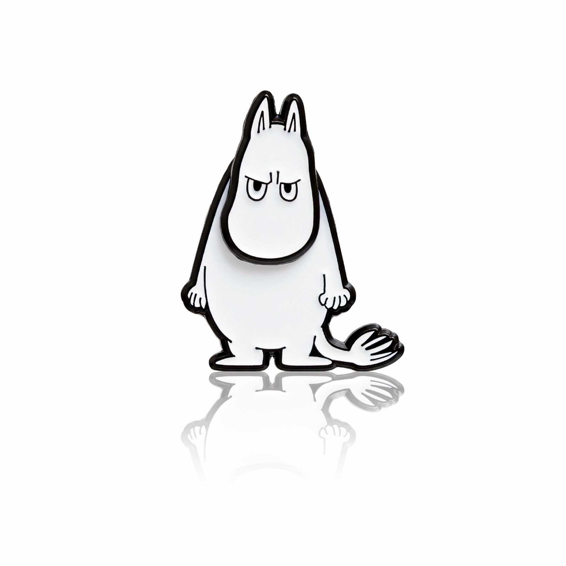 Przypinka Moomin metalowa z ruchomą głową, biały pin kolekcjonerski z trwałym zapięciem