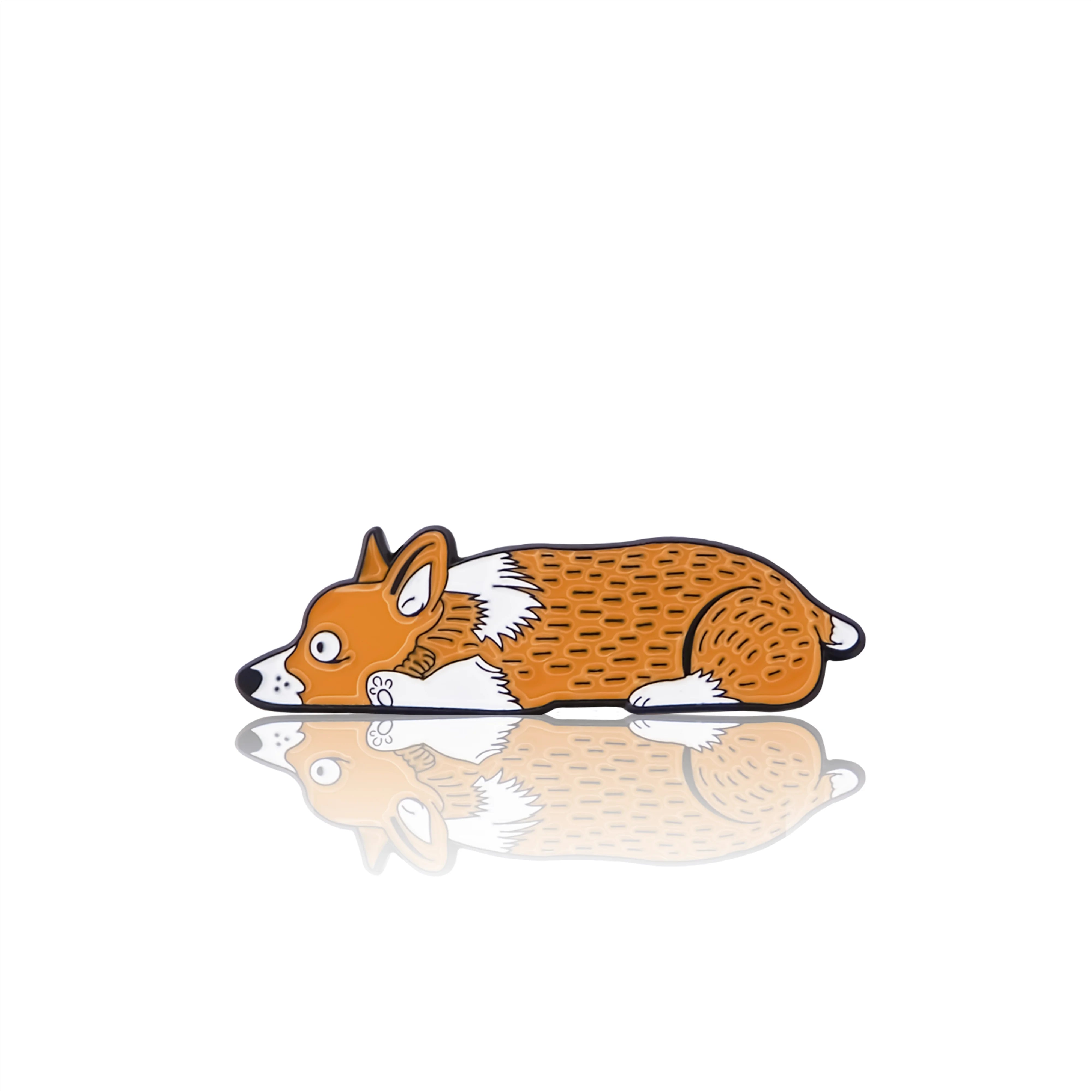 Przypinka emaliowana, wzór Corgi.