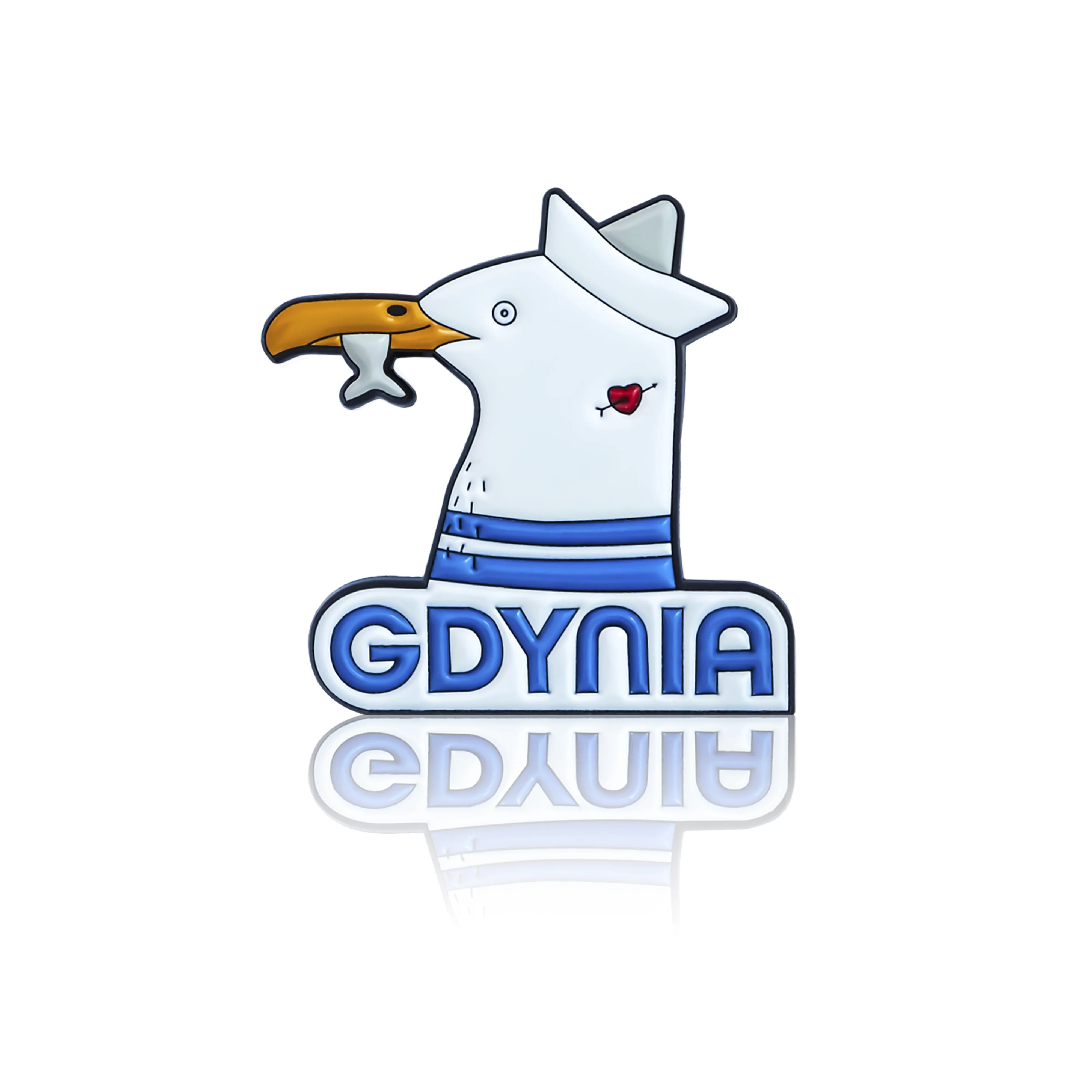 Przypinka emaliowana, wzór Mewa z Gdyni.